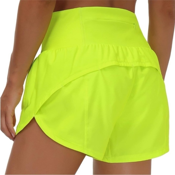 The Gym People Size Large High-Waisted Bright Yellow Running Shorts. - Picture 6 of 8